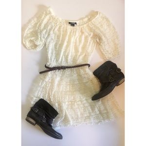 💟 Cream Lace, Belted Dress 💟